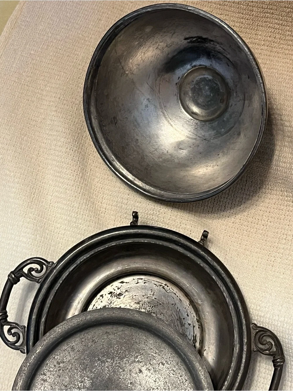 Antique Silver Plate Butter/Caviar serving dish. 3 piece from late 1800s
